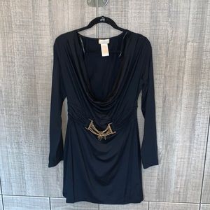 Baby Phat Long‎ Sleeve Belted Deep V Neck Women Stretch